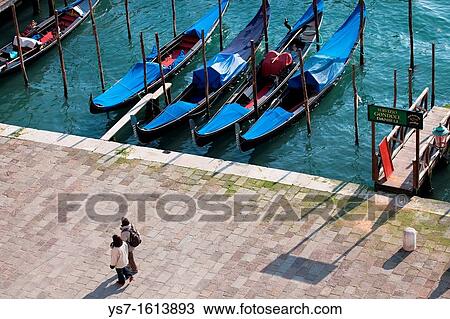 Aerial view of St. Mark's basin and gondolas from St. Mark's bell tower in Venice, Italy, Europe View Large Photo Image Stock Image - Aerial view of St. Mark's basin and gondolas from St. Mark's bell tower in Venice, Italy, Europe. Fotosearch