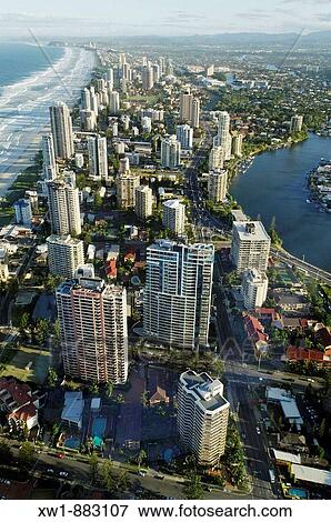 aerial view of Surfers Paradise from Q1 Tower, Gold Coast, Queensland, Australia View Large Photo Image Stock Photo - aerial view of Surfers Paradise from Q1 Tower, Gold Coast, Queensland, Australia. Fotosearch