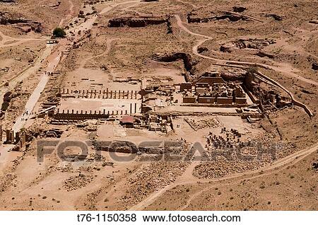Stock Photo - aerial view of the ancient city in Petra, the UNESCO World Heritage Site in Jordan. Fotosearch