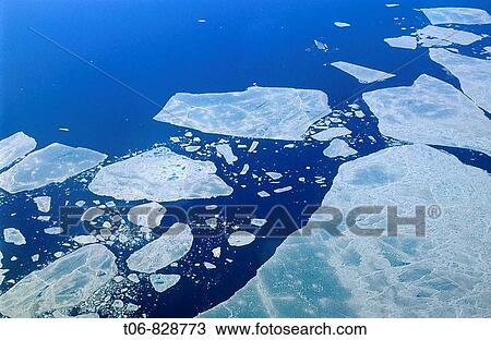 Stock Image - Aerial view of the icepack in july, Queen Elisabeth Islands, Canada. Fotosearch