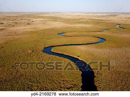 Stock Photo - Aerial View of the Okawango Delta, Botswana.. Fotosearch
