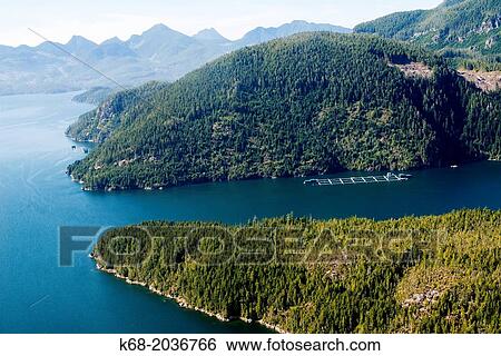 Stock Photograph - aerial view of the west coast of Vancouver Island, BC, Canada.. Fotosearch