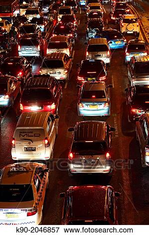 Aerial view of traffic at night, Jakarta, Java, Indonesia, Southeast Asia. View Large Photo Image Stock Photo - Aerial view of traffic at night, Jakarta, Java, Indonesia, Southeast Asia.. Fotosearch