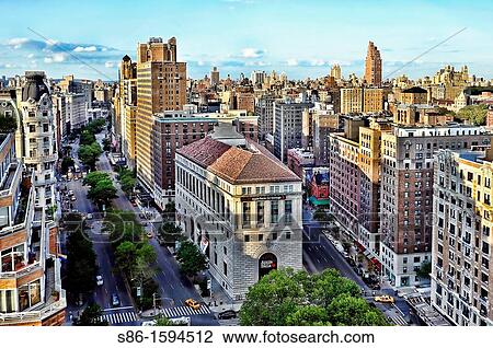 Stock Image - Aerial View of Upper West Side, New York, NY, USA. Fotosearch
