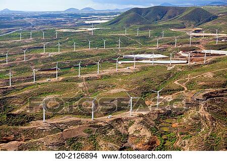 Aerial View of Wind power station, Tenerife, Spain. View Large Photo Image Picture - Aerial View of Wind power station, Tenerife, Spain.. Fotosearch
