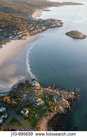 Stock Photo - Aerial views of Good Harbor beach, Gloucester, MA, Cape Ann, USA. Fotosearch