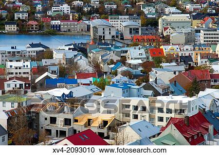 Aerieal views of Reykjavik city centre from Hallgrimskirkja Cathedral tower view point, Reykjavik, Iceland. View Large Photo Image Stock Image - Aerieal views of Reykjavik city centre from Hallgrimskirkja Cathedral tower view point, Reykjavik, Iceland.. Fotosearch
