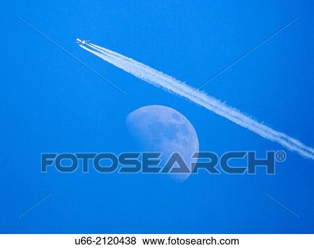 Aeroplane and moon View Large Photo Image Stock Photo - Aeroplane and moon. Fotosearch