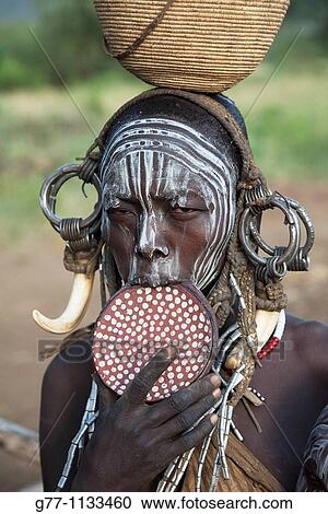Stock Image - Africa Ethiopia Omo Valley Mursi people.. Fotosearch