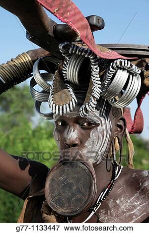Africa Ethiopia Omo Valley Mursi people. View Large Photo Image Stock Photo - Africa Ethiopia Omo Valley Mursi people.. Fotosearch