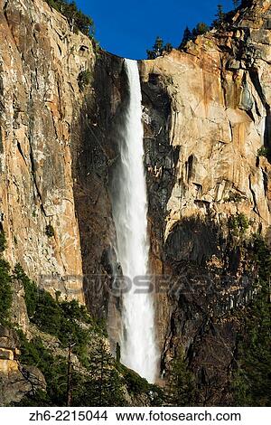 Picture - Afternoon light on Bridalveil Fall, Yosemite National Park, California USA.. Fotosearch