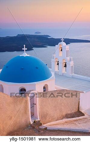 Stock Image - Agios Minas Church in Firostefani, Santorini Island, Cyclades, Greece. Fotosearch
