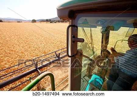 Agricultural machinery Combine harvester on field of wheat? Learza? estate Near Estella, Navarre, Spain View Large Photo Image Picture - Agricultural machinery Combine harvester on field of wheat? Learza? estate Near Estella, Navarre, Spain. Fotosearch