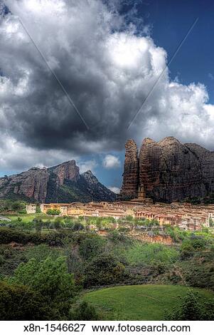 Aguero, province of Huesca, Aragon, Spain View Large Photo Image Stock Photo - Aguero, province of Huesca, Aragon, Spain. Fotosearch