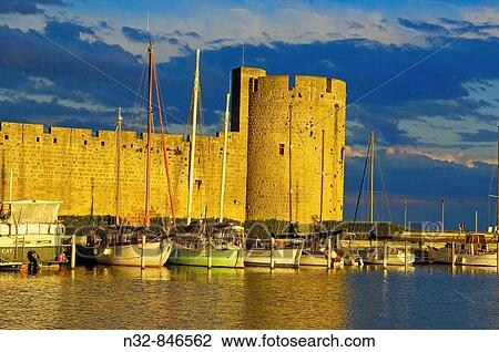 Stock Image - Aigues-Mortes. Petite Camargue, Gard, Languedoc-Roussillon, France. Fotosearch
