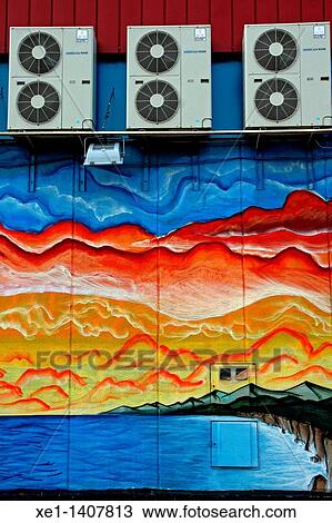 Stock Image - air conditioning, graffiti, Terrassa, Catalonia, Spain. Fotosearch