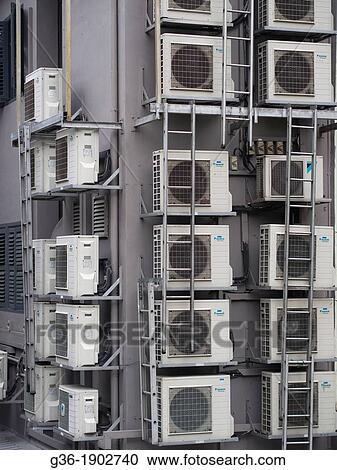 Stock Image - Air conditioning unit in Singapore. Fotosearch