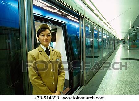 Stock Photo - Airport Express train. Hong Kong Airport. Lantau Island. Fotosearch