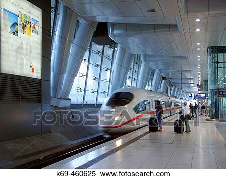 Airport train station, ICE train. Frankfurt am Main, Germany View Large Photo Image Stock Photography - Airport train station, ICE train. Frankfurt am Main, Germany. Fotosearch
