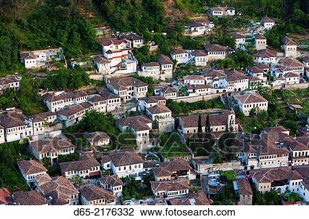 Albania, Berat-area, Gorica, elevated village view from the Kala Citadel. View Large Photo Image Stock Image - Albania, Berat-area, Gorica, elevated village view from the Kala Citadel.. Fotosearch