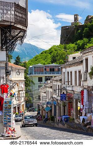 Albania, Gjirokastra, Ottoman-era town buildings. View Large Photo Image Picture - Albania, Gjirokastra, Ottoman-era town buildings.. Fotosearch