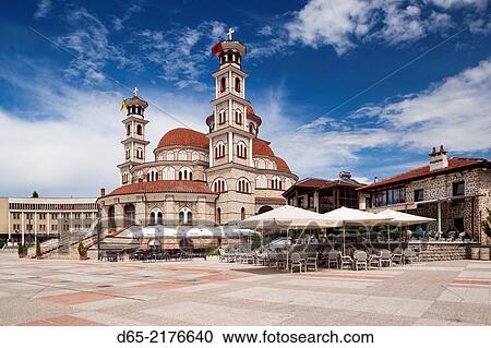 Albania, Korca, the Orthodox Cathedral. View Large Photo Image Stock Image - Albania, Korca, the Orthodox Cathedral.. Fotosearch