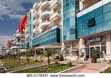 Albania, Vlora, beachfront hotels. View Large Photo Image Stock Photo - Albania, Vlora, beachfront hotels.. Fotosearch