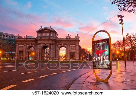 Alcala Gate at dawn. Madrid, Spain. View Large Photo Image Stock Image - Alcala Gate at dawn. Madrid, Spain.. Fotosearch