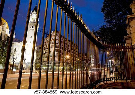 AlcalB street from the Retiro park, night view. Madrid, Spain. View Large Photo Image Stock Photo - AlcalB street from the Retiro park, night view. Madrid, Spain.. Fotosearch