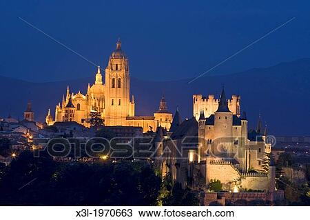 Stock Image - Alcazar and cathedral of Segovia. Castilla y Leon. Spain.. Fotosearch