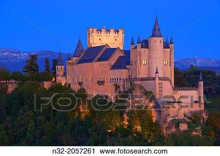 Alcazar fortress at sunset, Segovia, Castilla-Leon, Spain. View Large Photo Image Stock Image - Alcazar fortress at sunset, Segovia, Castilla-Leon, Spain.. Fotosearch