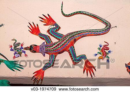 Stock Photo - Alebrijes Handcrafting, at San Antonio Arrazola town, Oaxaca Mexico.. Fotosearch