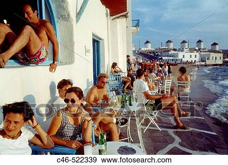 Stock Photo - Alefkandra, Little Venice, Mykonos, Cyclades Islands, Greece. Fotosearch