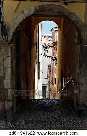 Stock Image - alfama town in lisbon. portugal. Fotosearch