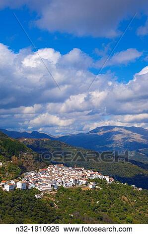 Stock Photograph - Algatoc? n Genal river valley, Ronda mountains, White villages, Pueblos Blancos, Serran? a de Ronda MBlaga province, Andalusia, Spain. Fotosearch