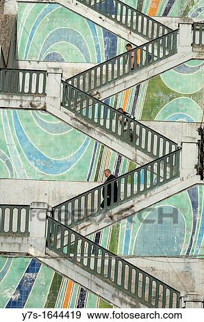 Stock Photo - Algeria, Algiers, the? Zinet? stairs near Abdelkader square. Fotosearch