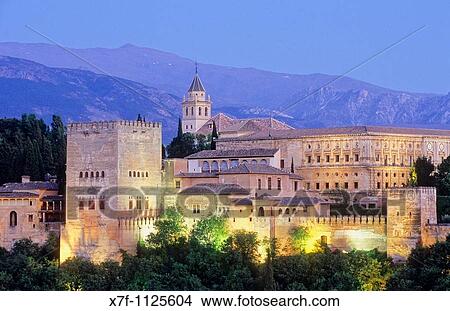 Picture - Alhambra and Sierra Nevada, Granada Andalusia, Spain. Fotosearch
