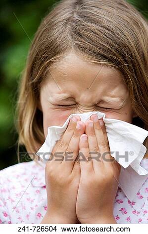 Allergic little girl View Large Photo Image Picture - Allergic little girl. Fotosearch