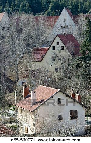 Alpine Resort. The Geneva of Morocco. Alpine buildings. Ifrane. Middle Atlas. Morocco. View Large Photo Image Stock Image - Alpine Resort. The Geneva of Morocco. Alpine buildings. Ifrane. Middle Atlas. Morocco.. Fotosearch