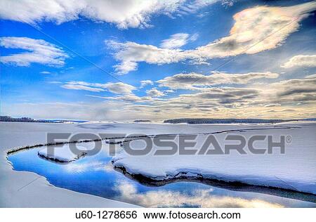 Stock Photograph - Alum Creek during winter in Yellowstone National Park, Wyoming. Fotosearch