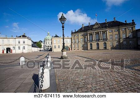 Stock Photography - Amalienborg and Marmorkirken church. Copenhagen. Denmark.. Fotosearch