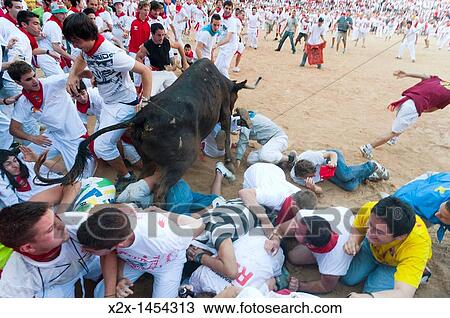 Amateur bullfight with young bulls, San Ferm? n street-partying, Pamplona, Navarra Navarre, Spain, Europe View Large Photo Image Stock Image - Amateur bullfight with young bulls, San Ferm? n street-partying, Pamplona, Navarra Navarre, Spain, Europe. Fotosearch
