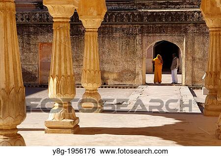 Stock Photograph - Amber Palace Amber Fort, at Amer 11km near of Jaipur, Rajasthan, India.. Fotosearch