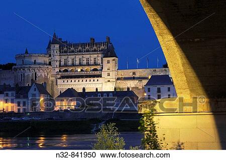 Amboise Castle Chateau d? Amboise at Dusk, Amboise, Indre-et- Loire, Loire Valley, France View Large Photo Image Stock Image - Amboise Castle Chateau d? Amboise at Dusk, Amboise, Indre-et- Loire, Loire Valley, France. Fotosearch