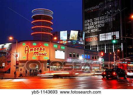 Stock Image - Ameoba Records, Los Angeles, California, Night. Fotosearch