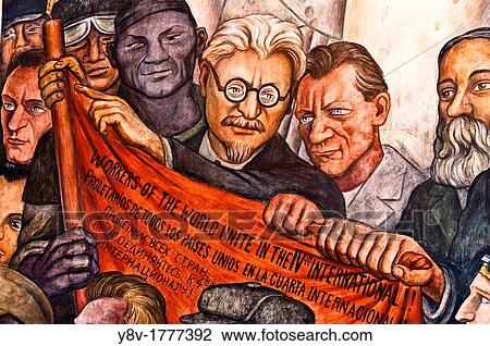 America. Mexico. Mexico DF. Palacio de Bellas Artes Fine Arts Palace Mural of? Man Controller of the Universe? 1934, detail with the image of Trosky and Hengels Diego Rivera's work 1886-1957 View Large Photo Image Stock Image - America. Mexico. Mexico DF. Palacio de Bellas Artes Fine Arts Palace Mural of? Man Controller of the Universe? 1934, detail with the image of Trosky and Hengels Diego Rivera's work 1886-1957. Fotosearch