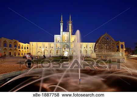 Amir Chakhmaq complex at dusk, Yazd, Iran View Large Photo Image Stock Photo - Amir Chakhmaq complex at dusk, Yazd, Iran. Fotosearch
