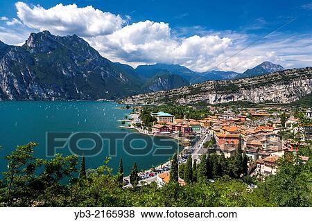 Stock Photo - An Aerial View of The Town of Torbole, Lake Garda, Italy.. Fotosearch