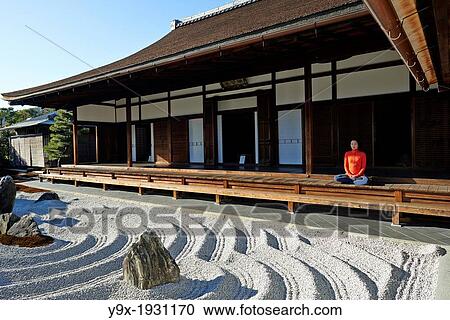 An asian woman meditates in the courtyard of the Garden of Solitary Sitting at the Zuiho-in, a sub-temple of the Daitokuji Monastery in Kyoto Japan View Large Photo Image Stock Image - An asian woman meditates in the courtyard of the Garden of Solitary Sitting at the Zuiho-in, a sub-temple of the Daitokuji Monastery in Kyoto Japan. Fotosearch