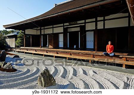 An asian woman meditates in the courtyard of the Garden of Solitary Sitting at the Zuiho-in, a sub-temple of the Daitokuji Monastery in Kyoto Japan View Large Photo Image Stock Image - An asian woman meditates in the courtyard of the Garden of Solitary Sitting at the Zuiho-in, a sub-temple of the Daitokuji Monastery in Kyoto Japan. Fotosearch